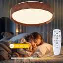 Dimmable LED Ceiling Light, 20 Inch 48W with Remote Control, 3000K-6500K,Round Walnut Color Flush Mount Ceiling Light，Modern Wood Grain Lamp, Suitable for Entryway, Bedroom and Living Room., 19.7 inches