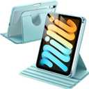 JETech Rotating Case for iPad mini (A17 Pro, 2024 Model, 7th Generation) / mini 6 (2021 Model, 6th Generation), 360 Degree Rotation Protective Stand Cover Clear Back (Blue)