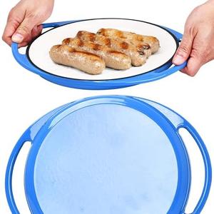 Bruntmor | Circular Cast Iron Grill Pan - Versatile for Stovetop, Oven, and Table - Durable and Stylish Design - Cast Iron Cookware - Up to 500°F - 13.4 inch - Blue