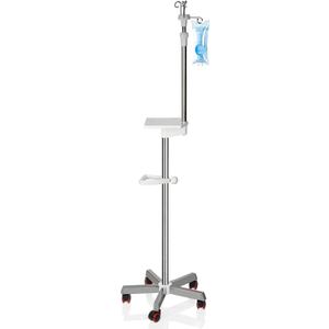 Medical IV Pole with Wheels - Stainless Steel Adjustable 57" to 79" Height IV Stand with Tray and 4 Hooks for Hospital, Home Infusion Practice and Therapy (White) Medical IV Pole with Wheels - Stainless Steel Adjustable 57" to 79" Height IV Stand with Tray and 4 Hooks for Hospital, Home Infusion Practice and Therapy (White)