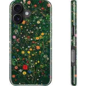 DEENAKIN for iPhone 16 Plus Case - Wireless Charging Compatible - Dual-Layer Hard Shell & Silicone Cover - Protective Phone Case with Trendy Cute Designs for Women - Joyful Garden Pattern