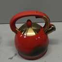Tea Kettle, Stovetop Whistling Teapot, Stainless Steel, Red, 3.0-Quart