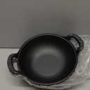 Layhit 2 Sets Cast Iron Wok with Loop Handle 10 Inch Mini Wok Nonstick Coated Flat Bottom Stir Fry Pans Pre Seasoned No Chemical Grilling Suitable for Induction Electric Gas All Stoves, Black