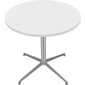 White Dining Table Round Small Office Table Conference Table Coffee Meeting Table w/Stainless Steel X-Shaped Pedestal for Office Boardroom Kitchen Living Room 31.5 inch