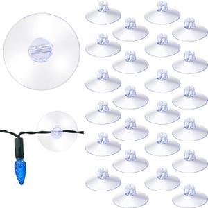 Sieral 25 Pieces Christmas Light Suction Cups Hooks for Glass Window Christmas Mini Suction Cup Clips Light String Heavy Duty Hooks Holder Plastic Shower Caddy Connectors for Xmas Kitchen Bathroom