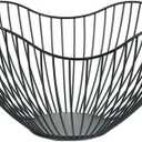Fruit Basket for Kitchen Counter, 10 Inches Mordern Black Metal Wire Produce Bowl for Fruit Vegetable (Curve)
