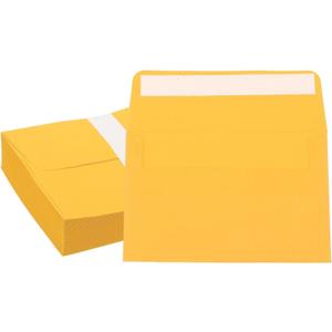 PATIKIL 6x4 Inch Invitation Envelopes, 50 Pcs A6 Greeting Card Envelopes Flat-Flap Envelopes Card Sleeves for Mailing Wedding Sending Birthday Graduation Gift Party, Dark Golden Yellow