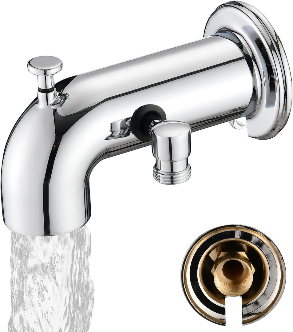 Tub Spout with Diverter, Bathtub Spout for Hand Shower,Chrome Plated (Without Handheld)