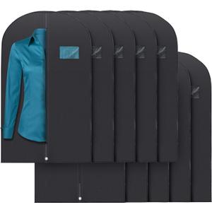 Plixio 40" Black Garment Bags Suit Bag for Travel & Clothing Storage of Dresses, Shirts, Fur Coats, Dance Costumes - Hanging Suit Cover for Men Women Closet Storage Garment Protector (10 Pack)
