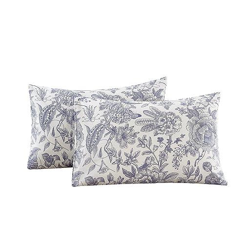 ECOCOTT 2 Pack Pillowcase King Size with Vintage Floral Pillow Cases Set, 100% Cotton King Pillow Covers Envelope Closure (King, 20"x36")