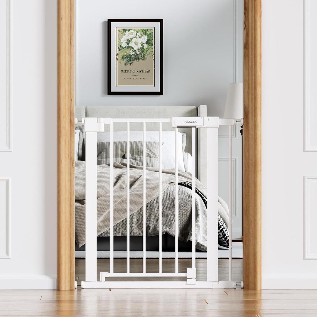 Babelio 26-31 in Baby Gate for Stairs, PressGuard Pet Gate with Wide Door
Pressure/Wall Mount, Dual Lock with Indicator, Auto Close, Heavy Duty, Easy Install for Doorways, Kitchens, Hallway, White