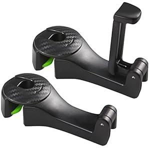 2 in 1 Car Seat Hooks for Purses and Bags with Phone Holder，Automative Headrest Purse Handbag Holder Hangers Organizers, Falling Resistance, Quietness and Universal Fit (Black)