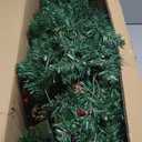6.5Ft Pre-lit Hinged Pencil Christmas Tree w/Pine Cones Red Berries & 250 Lights