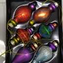 6 Pcs 3.94 Inch Christmas Finials Glass Vintage Ornament Glass Finial Christmas Ornaments Hanging Finials Ornaments for Holiday Xmas Tree Decoration