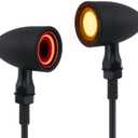 Motorcycle Turn Signals Led Tail Lights 2 Pack, Retro 40 Leds Amber Red Brake Light Rear Indicator Blinkers Universal Fits Harley Davidson Honda Kawasaki Suzuki Triumph Yamaha (Matte Black)