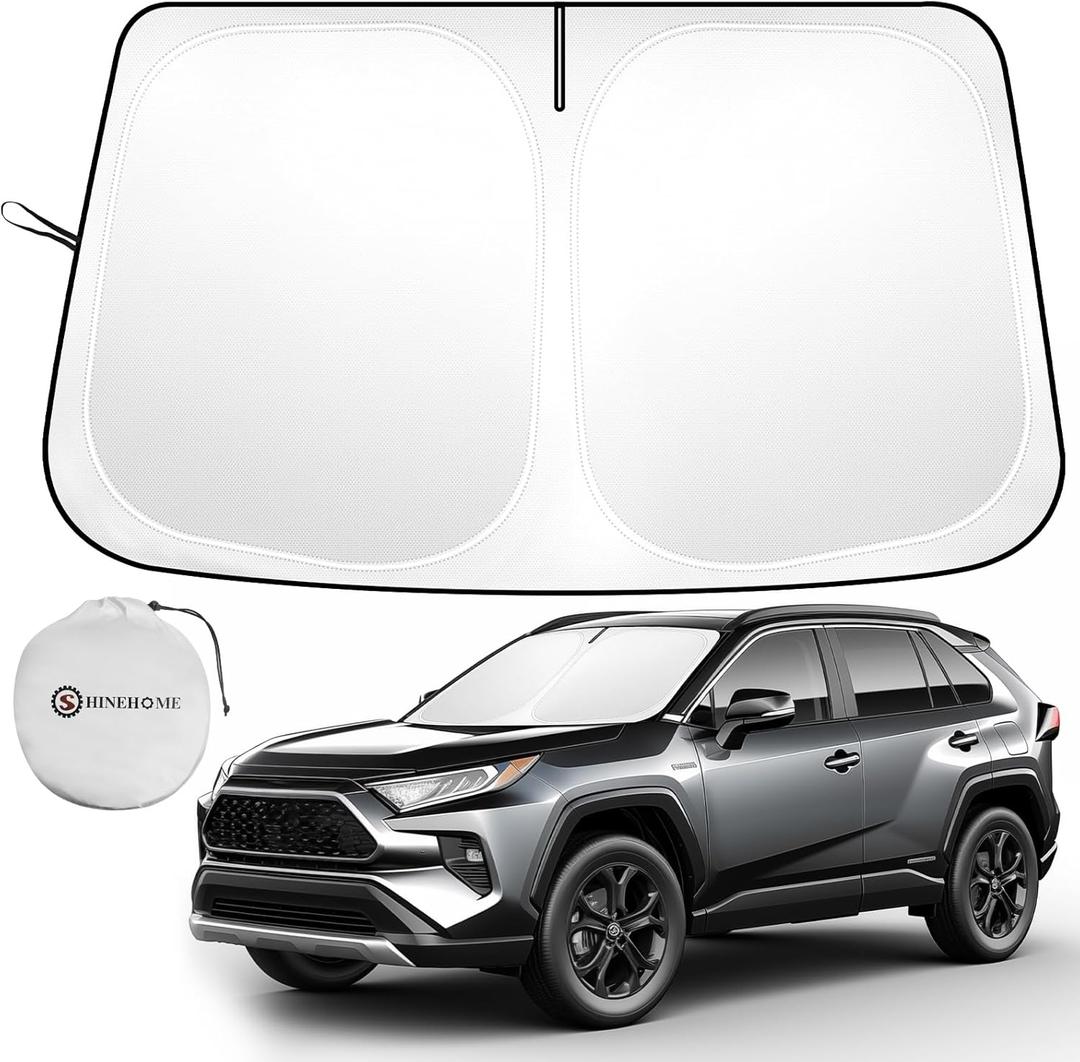 for Toyot RAV4 2019-2023 2024 2025 2026 Windshield Sun Shade Custom Fit RAV-4 SUV TRD Off-Road, LE XLE Premium Limited Foldable RAV4 Sunshade, UV Block & Protector Rav4 Accessories
