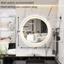 THEKLA 24 inch Gold LED Round Mirror with Front Lights Smart Memory 3 Color Dimmable Anti-Fog Gold Frame Round Lighted Vanity Mirror for Bathroom Wall 24" Golden Framed Rounds Circle Light up Mirrors