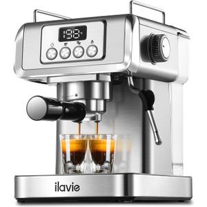 Espresso Machine 20 Bar, Espresso Maker with Steam Milk FrotherEspresso Coffee Machine with 60oz Removable Water Tank for Lattle, Cappuccino, Stainless Steel
