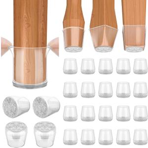 BALEINE 24 Pack Silicone Chair Leg Floor Protectors, Stool Leg Protectors Cap, Non-Slip Chair Leg Caps for Hardwood Floors (Clear, X-Large, 24 Pack)