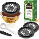 CAPMESSO Reusable Coffee Capsule Lids for Reusable Nespresso Pods Vertuoline, Food Grade Silicone Caps for Every Sizes of Refillable Vertuoline Pods with Scoop and Brush(3PCS Silicone Caps-NO PODS)