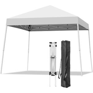 Oneofics Canopy Tent, 10X10 FT Pop Up Canopy Outdoor Instant Tent Slant Legs with Carrying Bag, Portable Gazebo Shelter for Patio Deck Garden and Beach - 8X8 FT Canopy Cover (White)