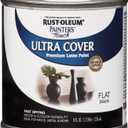 Rust-Oleum 1976730 Painter's Touch Latex Paint, Half Pint, Flat Black, 8 Fl Oz (Pack of 1)