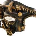 2 x Ubauta Steampunk Masquerade Mask for Men Costume: Mesh Half-Face Cyborg Mask for Halloween Party Cosplay Phantom of the Opera - Gold