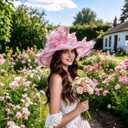 SAFERIN Women's Organza Church Kentucky Derby Fascinator Bridal Tea Party Wedding Hat (Pink)