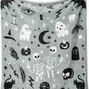 Halloween Blanket,Cute Kawaii Ghost Skeleton Goth Occult Creepy Witch Pumpkin for Women,Halloween Flannel Fleece Throw Blanket for Home Living Room Bed Chair Decor Blue 60"x50"