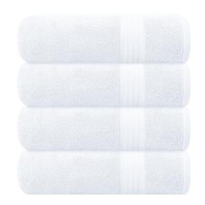 GLAMBURG Premium Cotton 4 Pack Bath Towel Set - 100% Pure Cotton - 4 Bath Towels 27x54 - Ideal for Everyday use - Ultra Soft & Highly Absorbent - White