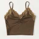 Women's Lace Panel Ruched Cami Top, S