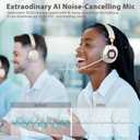 Wireless Headset with Mic for Work, Bluetooth Headset with AI Noise Cancelling Mic for Clear Calls, Bluetooth V5.3 Headphones with Mic Mute & USB Dongle for Computer/Phone/Office/Call Center