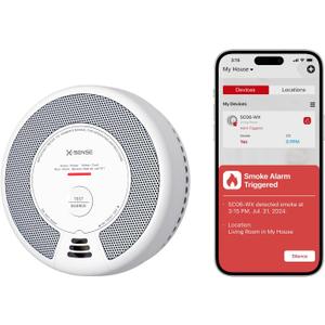 X-Sense Smart Smoke Detector Carbon Monoxide Detector Combo with No Fee App Notification, Replaceable Battery Powered Smoke Detector and Carbon Monoxide Detector, SC06-WX, 1-Pack