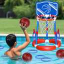 AuroTops Pool Basketball Hoop Poolside with Backboard & Ring Toss Pool Games,Floating Basketball Hoop for Pool Toys for Kids Ages 4-8,Family Party Summer Toys for Kids Ages 8-12,Summer Vacation, Blue
