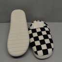 House Slippers for Woman Men, Fuzzy Checkered Mens Womens Slippers Warm Memory Foam House Shoes Indoor Outdoor with Faux Fur Lining, 7