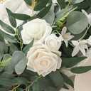 Floroom 6ft Artificial Eucalyptus Garland with Flowers Fake Greenery Faux Floral Vine Garland for Table Decor Wedding Centerpieces Bridal Shower Party Decorations, Ivory White