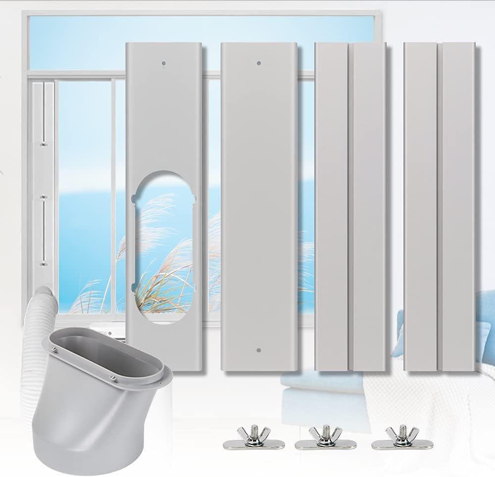 Portable Air conditioner Window Kit, Adjustable Vertical/Horizontal Sliding Window Kit Plate for AC Unit, AC Window Vent Kit, AC Window Seal Suitable for 5.9 AC Exhaust Hose