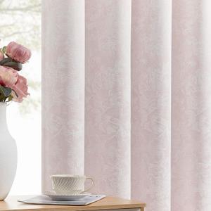 Beauoop Pink Floral Jacquard Blackout Curtains 108 Inches Long 2 Panels for Bedroom Living Room Chenille Flower Room Darkening Thermal Soundproof Grommet Window Treatments Drapes, 52x108
