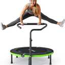 BCAN 40" Foldable Mini Trampoline, Rebounder Trampoline for Adults, U/T Shape Adjustable Foam Handle, Exercise Rebounder for Adults Indoor/Garden Workout, Max Load 330lbs
