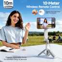 [3 in 1] Magnetic Phone Camera Shutter Grip, Extendable Selfie Stick & Tripod Portable for Magsafe iPhone & Android with Detachable Wireless Shutter Button Remote Control Ergonomic Handle - White