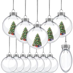 KIMOBER 12PCS Plastic Discs Ornaments, 3.9 Inch Clear Flat Sphere Fillable Hanging Ornament Ball for DIY Craft Xmas Tree Decoration