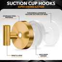 Shower Suction Cup Hooks, Strong Suction Power, Towel Hooks for Shower Door, Bathroom, Kitchen, Mirrors, Tiles, Holds up to 11 lbs, Ideal for Towels, Bath Robes, Coats (Champagne Bronze Style A)