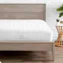 1 Fitted Sheet Only, 100% Egyptian Cotton - 400 Thread Count, Fitted Sheet fits Upto 15 Inch Deep Pocket - King Size - Hotel Luxury Single Fitted Sheet Only - White Stripe Fitted Bottom Sheet Only