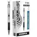Zebra Pen F-301 Ballpoint Black Ink Fine Point 0.7mm Pen, Easy-Glide Ink, Stainless Steel Retractable, Non-Slip Grip, Professional Design, Ideal for Office, Journal and Planner Use, 12-Pack (27110)