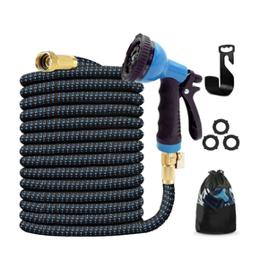 J&B XpandaHose 100ft Expandable Garden Hose – Ultra-Strong 3750D, 4-Layer Latex Core, Brass 3/4" Connectors, 10-Pattern Nozzle & Storage Bag – Lightweight, Kink-Reducing, Leak-Resistant