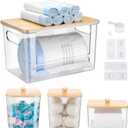 YAFFWA Extra Large Trash Bag Holder 4 Pack Garbage Bag Dispenser Roll Holder with Lid Laundry Room Organizer Under Sink Stackable Storage, Wall Mounted Laundry Dryer Sheet Holder Clear Pod Container