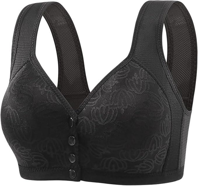 Bras for Women Bras for Older Women Front Closure Bras Push Up Bra No Underwire Full Coverage Front Button, 38B