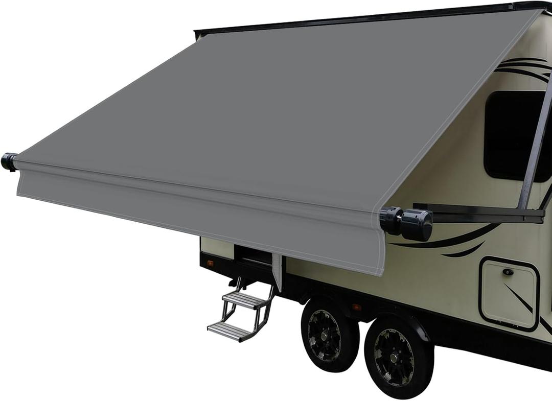 Dulepax RV Awning Fabric Replacement(16'2" Fabric) Heavy Duty 16 oz Vinyl Fabric Awning for Camper, Universal Camper Awning Replacement for All Trailer Awning Brands Grey