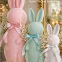 MOREDOTS Easter Decorations - 3 Pack Pastel Flocked Bow-Tied Bunny Set (10", 13", 16") - Spring Table Centerpieces for Indoor Decor - Easter Bunny Figurines Decoration for Home Party Office