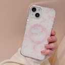 Designed for iPhone 14 Pro Magnetic Case, Cute Pink Bow Painted for Women Girls, Soft TPU Edge PC Back Protective Shockproof Phone Case